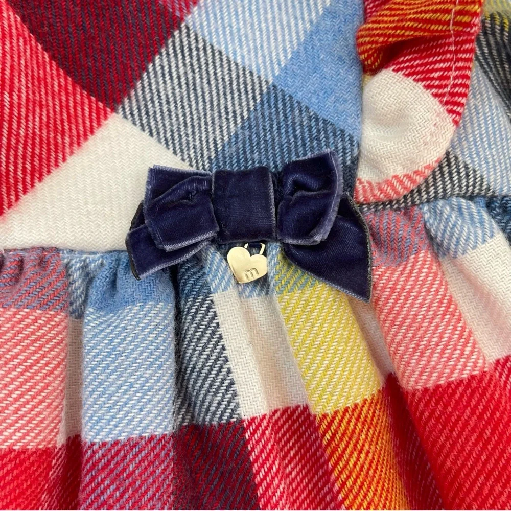 Mayoral Baby Girls Plaid Wool Blend Bow Detail Holiday Occasion Dress 9 months